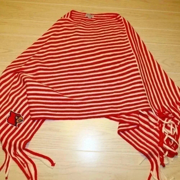 Buy 1 sweater, Get 2 Free Campus Specialties Louisville Cardinals Fringed Poncho - Picture 1 of 7